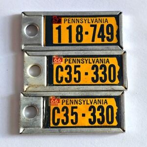 Vintage DAV Keychain Postage Tag PA License Plate Disabled American Veteran